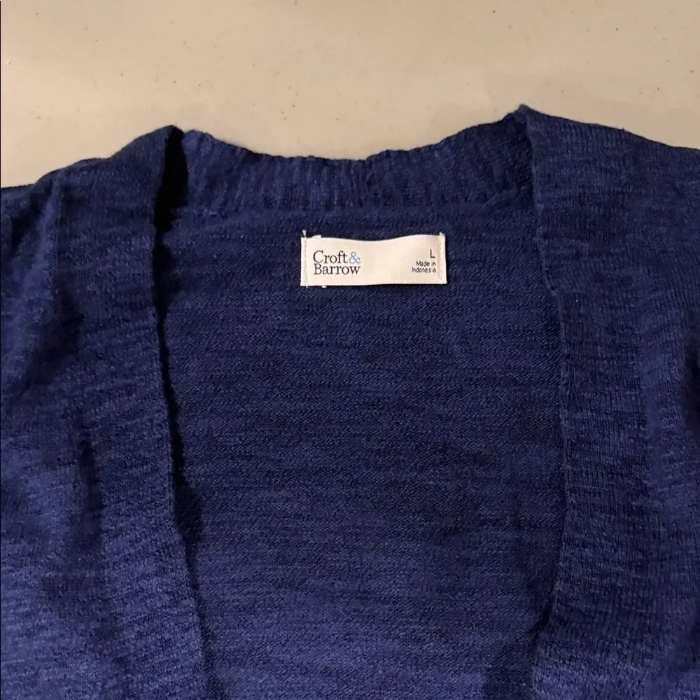 Craft and Barrow Blue Open Front Cardigan Women’s Large - Picture 2 of 4